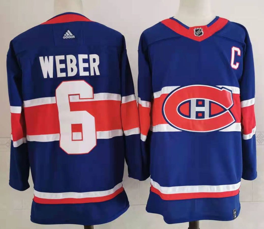 Men Montreal Canadiens #6 Weber Blue Throwback Authentic Stitched 2020 Adidias NHL Jersey